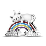 925 Silver Cat Charm Pendant for Bracelet Necklace