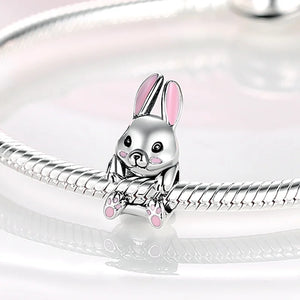 925 Ley Silver Rabbit Shape Pendant Bead for Women Jewelry
