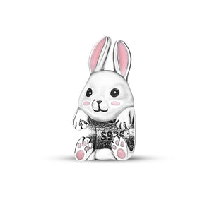 925 Ley Silver Rabbit Shape Pendant Bead for Women Jewelry
