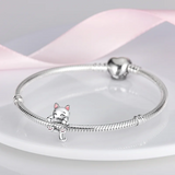 925 Silver Small Milk Cat Charm Fits Bracelet