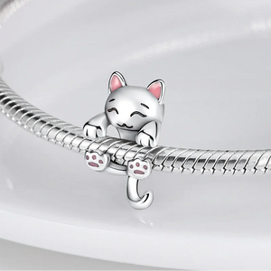 925 Silver Small Milk Cat Charm Fits Bracelet