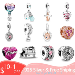 925 Ley Silver Charms Bracelet Pendant Jewelry Glowing Bulb Love Bead