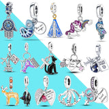 925 Sterling Silver Plata Charms Beads Fits Bracelet Women Pendant Jewelry