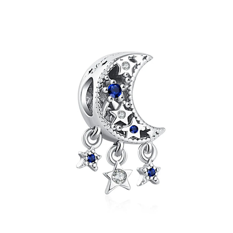 925 Silver Plata Charms Pendant Bracelet Women Galaxy Starry Sky Bead