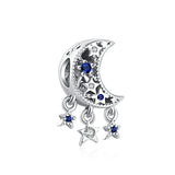 925 Silver Plata Charms Pendant Bracelet Women Galaxy Starry Sky Bead