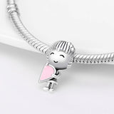 925 Silver Pink Plata Charms for Bracelet Necklace Women