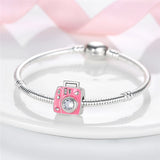 925 Silver Pink Plata Charms for Bracelet Necklace Women