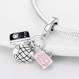 925 Silver Pink Plata Charms for Bracelet Necklace Women