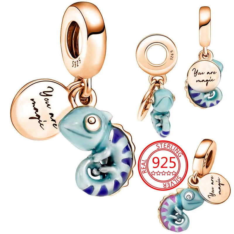 925 Silver Chameleon Dangle Charm for Bracelet
