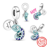 925 Silver Chameleon Dangle Charm for Bracelet