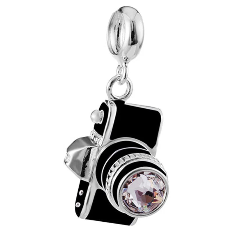 Camera Charm Beads for 925 Silver Bracelets Women DIY Jewelry
