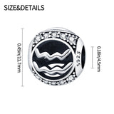 925 Sterling Silver Round Zodiac Constellation Charm Bead