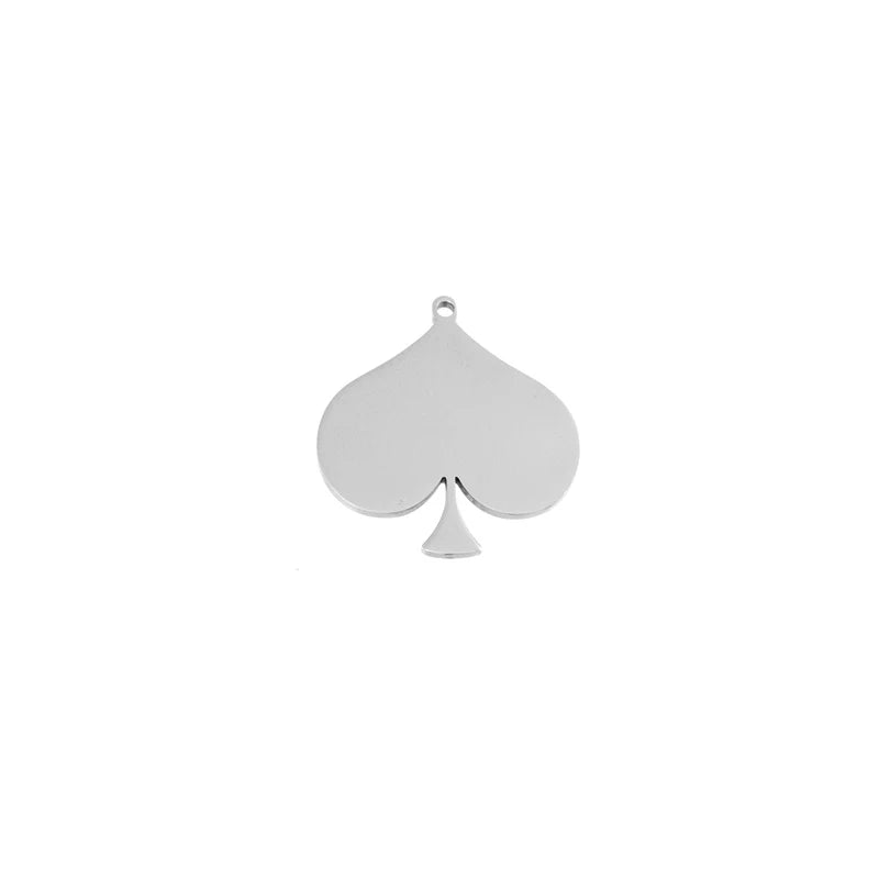 Stainless Steel Spades Poker Cards Pendant Necklace for Men Women