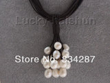 15mm Wine Red Pearl Leather Necklace with Magnet Clasp