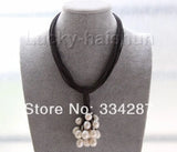 15mm Wine Red Pearl Leather Necklace with Magnet Clasp