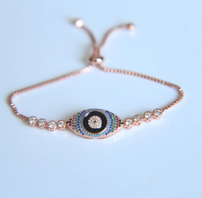 Colorful Evil Eye Adjustable Bracelet Box Chain