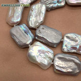 Gray Keshi Pearl Bracelet Bangle Flat Rectangle Shape Elegant Women
