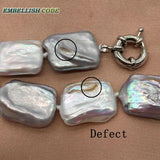 Gray Keshi Pearl Bracelet Bangle Flat Rectangle Shape Elegant Women