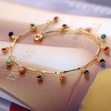Copper Bracelet Sun Shape Zircon Wristband