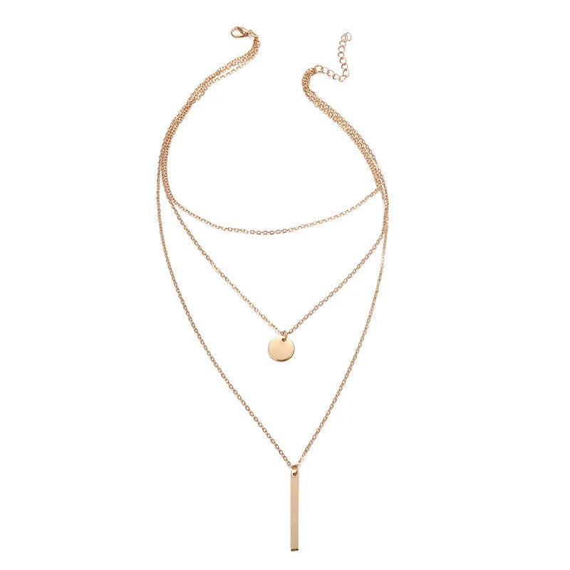 Geometric Round Bar Pendant Necklace