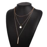 Geometric Round Bar Pendant Necklace