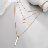 Geometric Round Bar Pendant Necklace