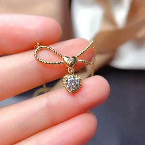 Moisanite Heart Necklace 925 Silver Birthday Year Memento