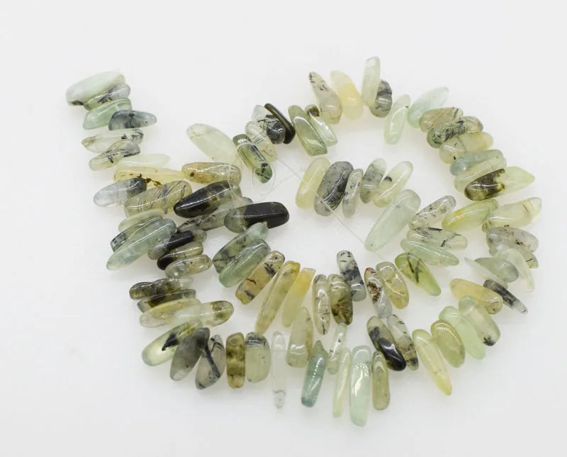 Prehnite Green Branch 13-18mm Loose Beads for Jewelry Making Nature Beads