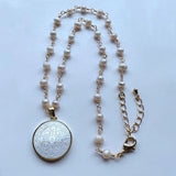 21mm Freshwater Pearl Cross & San Benito Mother Pearl Necklace for Women