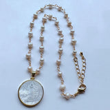 21mm Freshwater Pearl Cross & San Benito Mother Pearl Necklace for Women