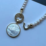 21mm Freshwater Pearl Cross Mother Pearl Choker Necklace