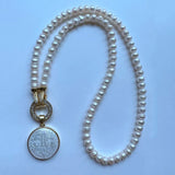 21mm Freshwater Pearl Cross Mother Pearl Choker Necklace