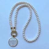 21mm Freshwater Pearl Cross Mother Pearl Choker Necklace