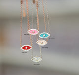 5 Colors Evil Eye Enamel Sterling Silver Choker Necklace