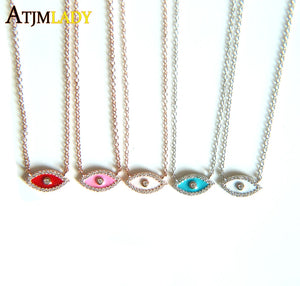 5 Colors Evil Eye Enamel Sterling Silver Choker Necklace