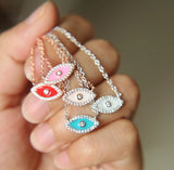 5 Colors Evil Eye Enamel Sterling Silver Choker Necklace