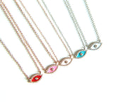 5 Colors Evil Eye Enamel Sterling Silver Choker Necklace