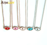 5 Colors Evil Eye Enamel Sterling Silver Choker Necklace