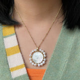 Mother of Pearl Sacred Heart & Guadalupe Necklace