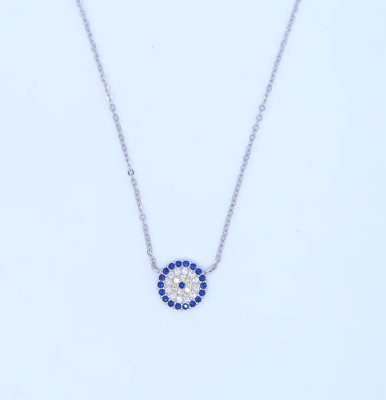 925 Silver Evil Eye Disco Choker Necklace