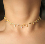 925 Sterling Silver CZ Drip Charm Necklace