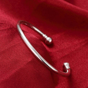 925 Silver Cuff Bangle Women Jewelry Elegance Circular Bracelet