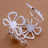 925 Silver Flowers Circular Bracelet Bangle for Women Wedding