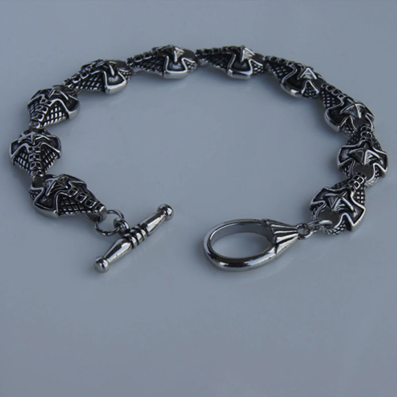 Men's Stainless Steel Chain Bracelet Punk Cross Link