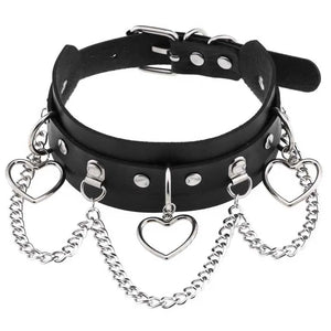 Punk Love Heart Leather Necklace Choker Chain Collar