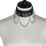 Punk Love Heart Leather Necklace Choker Chain Collar