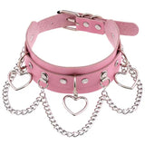 Punk Love Heart Leather Necklace Choker Chain Collar
