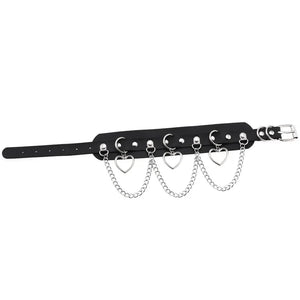 Punk Love Heart Leather Necklace Choker Chain Collar