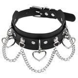 Punk Love Heart Leather Necklace Choker Chain Collar