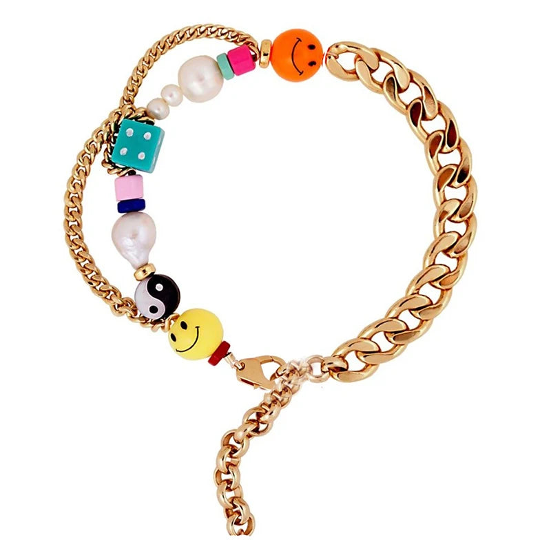 14kt plated steel chain CZ Beads Lightning PANGAIA BRACELET